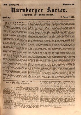 Nürnberger Kurier (Nürnberger Friedens- und Kriegs-Kurier) Freitag 9. Januar 1846