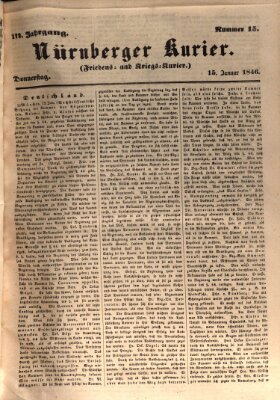 Nürnberger Kurier (Nürnberger Friedens- und Kriegs-Kurier) Donnerstag 15. Januar 1846