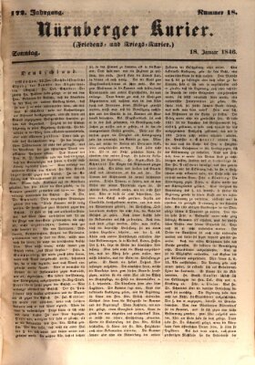 Nürnberger Kurier (Nürnberger Friedens- und Kriegs-Kurier) Sonntag 18. Januar 1846