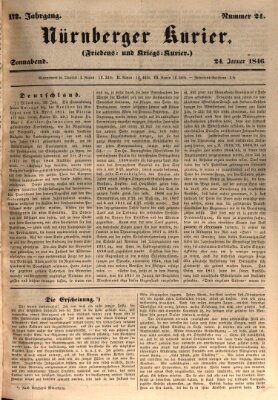 Nürnberger Kurier (Nürnberger Friedens- und Kriegs-Kurier) Samstag 24. Januar 1846