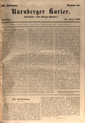 Nürnberger Kurier (Nürnberger Friedens- und Kriegs-Kurier) Sonntag 25. Januar 1846