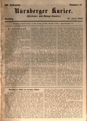 Nürnberger Kurier (Nürnberger Friedens- und Kriegs-Kurier) Dienstag 27. Januar 1846