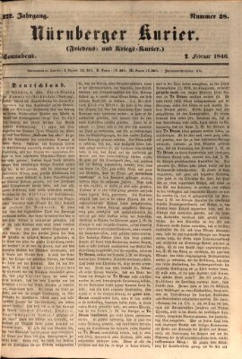 Nürnberger Kurier (Nürnberger Friedens- und Kriegs-Kurier) Samstag 7. Februar 1846