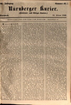 Nürnberger Kurier (Nürnberger Friedens- und Kriegs-Kurier) Mittwoch 11. Februar 1846