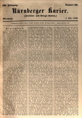 Nürnberger Kurier (Nürnberger Friedens- und Kriegs-Kurier) Mittwoch 4. März 1846