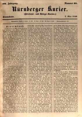 Nürnberger Kurier (Nürnberger Friedens- und Kriegs-Kurier) Samstag 7. März 1846