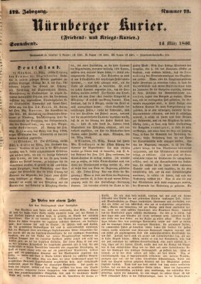 Nürnberger Kurier (Nürnberger Friedens- und Kriegs-Kurier) Samstag 14. März 1846