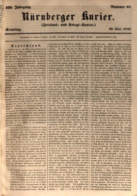 Nürnberger Kurier (Nürnberger Friedens- und Kriegs-Kurier) Sonntag 22. März 1846