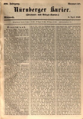 Nürnberger Kurier (Nürnberger Friedens- und Kriegs-Kurier) Mittwoch 8. April 1846