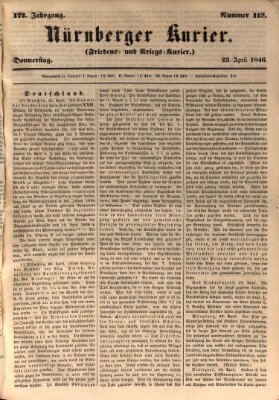 Nürnberger Kurier (Nürnberger Friedens- und Kriegs-Kurier) Donnerstag 23. April 1846