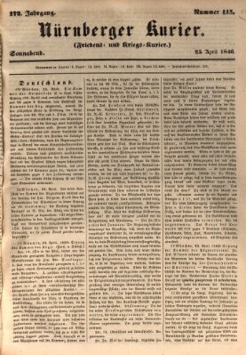 Nürnberger Kurier (Nürnberger Friedens- und Kriegs-Kurier) Samstag 25. April 1846