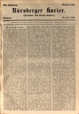 Nürnberger Kurier (Nürnberger Friedens- und Kriegs-Kurier) Sonntag 26. April 1846