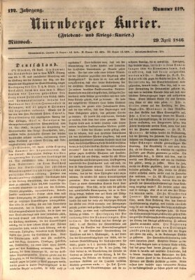 Nürnberger Kurier (Nürnberger Friedens- und Kriegs-Kurier) Mittwoch 29. April 1846