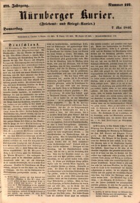 Nürnberger Kurier (Nürnberger Friedens- und Kriegs-Kurier) Donnerstag 7. Mai 1846