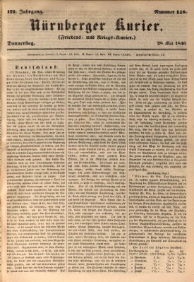 Nürnberger Kurier (Nürnberger Friedens- und Kriegs-Kurier) Donnerstag 28. Mai 1846