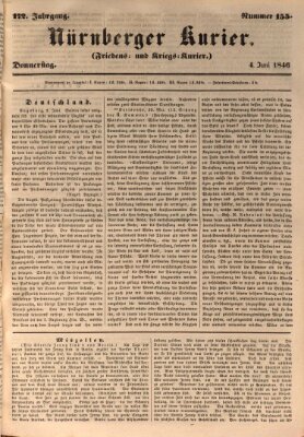 Nürnberger Kurier (Nürnberger Friedens- und Kriegs-Kurier) Donnerstag 4. Juni 1846