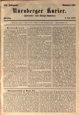 Nürnberger Kurier (Nürnberger Friedens- und Kriegs-Kurier) Freitag 5. Juni 1846