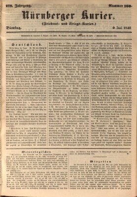 Nürnberger Kurier (Nürnberger Friedens- und Kriegs-Kurier) Dienstag 9. Juni 1846