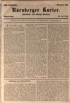 Nürnberger Kurier (Nürnberger Friedens- und Kriegs-Kurier) Donnerstag 25. Juni 1846