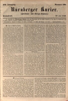 Nürnberger Kurier (Nürnberger Friedens- und Kriegs-Kurier) Samstag 27. Juni 1846