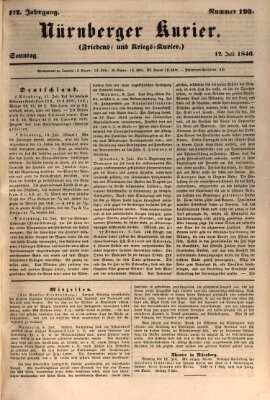 Nürnberger Kurier (Nürnberger Friedens- und Kriegs-Kurier) Sonntag 12. Juli 1846