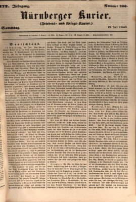 Nürnberger Kurier (Nürnberger Friedens- und Kriegs-Kurier) Sonntag 19. Juli 1846