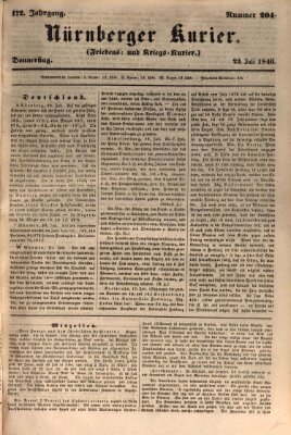 Nürnberger Kurier (Nürnberger Friedens- und Kriegs-Kurier) Donnerstag 23. Juli 1846