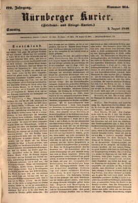 Nürnberger Kurier (Nürnberger Friedens- und Kriegs-Kurier) Sonntag 2. August 1846