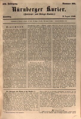 Nürnberger Kurier (Nürnberger Friedens- und Kriegs-Kurier) Sonntag 9. August 1846