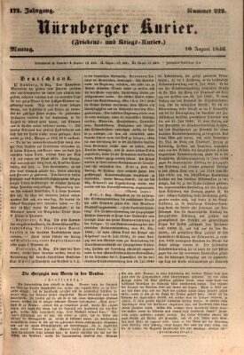 Nürnberger Kurier (Nürnberger Friedens- und Kriegs-Kurier) Montag 10. August 1846