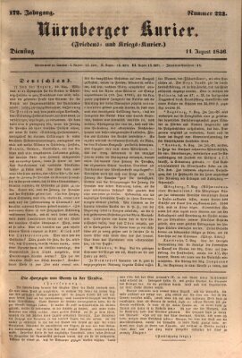 Nürnberger Kurier (Nürnberger Friedens- und Kriegs-Kurier) Dienstag 11. August 1846