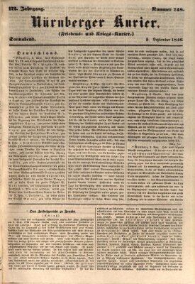 Nürnberger Kurier (Nürnberger Friedens- und Kriegs-Kurier) Samstag 5. September 1846