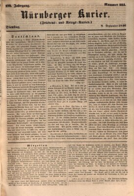 Nürnberger Kurier (Nürnberger Friedens- und Kriegs-Kurier) Dienstag 8. September 1846