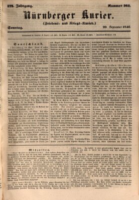 Nürnberger Kurier (Nürnberger Friedens- und Kriegs-Kurier) Sonntag 20. September 1846