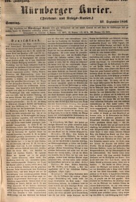 Nürnberger Kurier (Nürnberger Friedens- und Kriegs-Kurier) Sonntag 27. September 1846