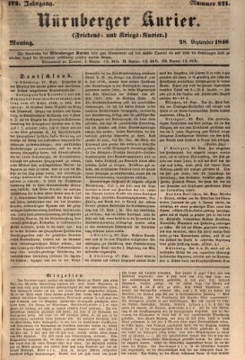 Nürnberger Kurier (Nürnberger Friedens- und Kriegs-Kurier) Montag 28. September 1846