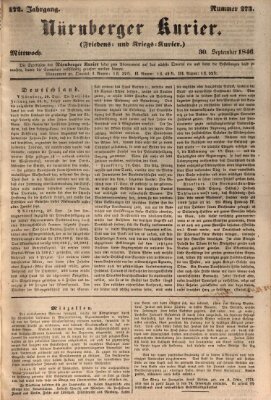 Nürnberger Kurier (Nürnberger Friedens- und Kriegs-Kurier) Mittwoch 30. September 1846