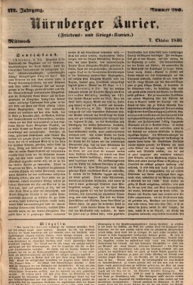 Nürnberger Kurier (Nürnberger Friedens- und Kriegs-Kurier) Mittwoch 7. Oktober 1846