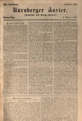 Nürnberger Kurier (Nürnberger Friedens- und Kriegs-Kurier) Donnerstag 8. Oktober 1846