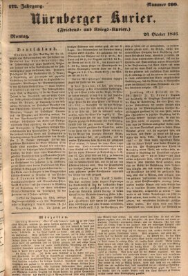 Nürnberger Kurier (Nürnberger Friedens- und Kriegs-Kurier) Montag 26. Oktober 1846