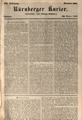 Nürnberger Kurier (Nürnberger Friedens- und Kriegs-Kurier) Freitag 30. Oktober 1846