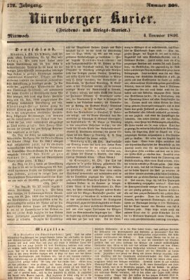 Nürnberger Kurier (Nürnberger Friedens- und Kriegs-Kurier) Mittwoch 4. November 1846