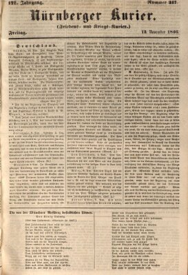 Nürnberger Kurier (Nürnberger Friedens- und Kriegs-Kurier) Freitag 13. November 1846