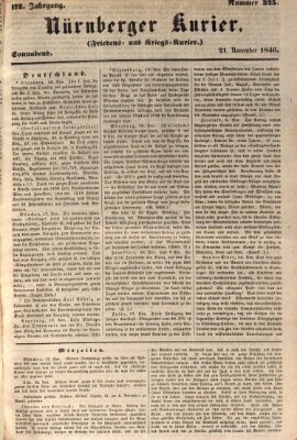 Nürnberger Kurier (Nürnberger Friedens- und Kriegs-Kurier) Samstag 21. November 1846