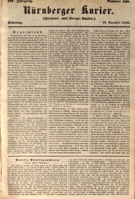 Nürnberger Kurier (Nürnberger Friedens- und Kriegs-Kurier) Sonntag 22. November 1846