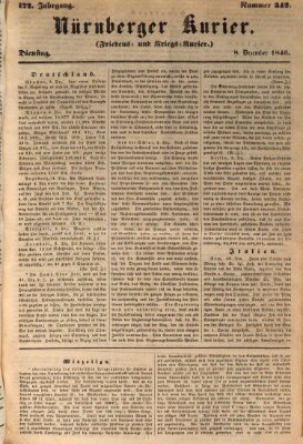 Nürnberger Kurier (Nürnberger Friedens- und Kriegs-Kurier) Dienstag 8. Dezember 1846