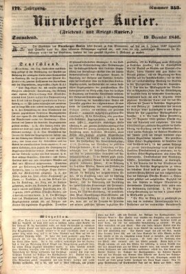 Nürnberger Kurier (Nürnberger Friedens- und Kriegs-Kurier) Samstag 19. Dezember 1846