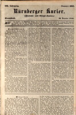 Nürnberger Kurier (Nürnberger Friedens- und Kriegs-Kurier) Samstag 26. Dezember 1846