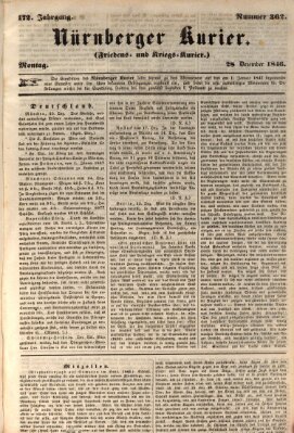 Nürnberger Kurier (Nürnberger Friedens- und Kriegs-Kurier) Montag 28. Dezember 1846