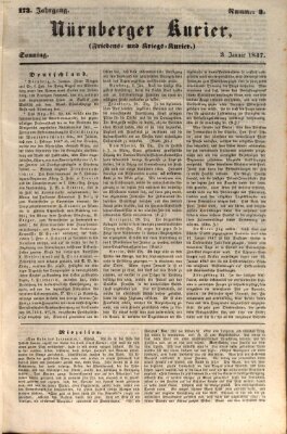 Nürnberger Kurier (Nürnberger Friedens- und Kriegs-Kurier) Sonntag 3. Januar 1847